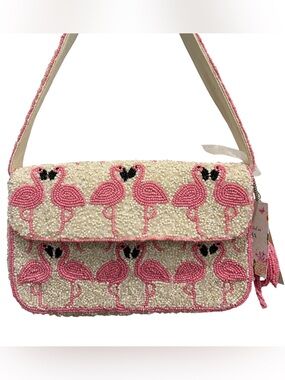 NWT: *Viral* Pink Flamingos Beaded Bag 🦩 From India to You 🦩